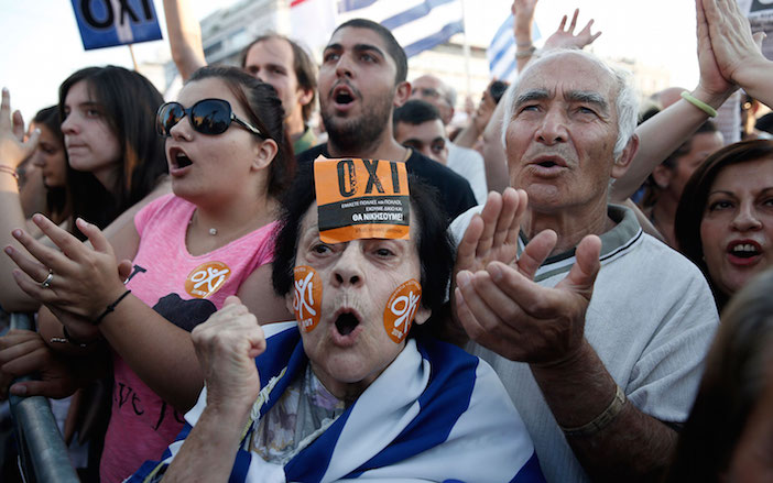 Elderly celebrants happy about the referendum results