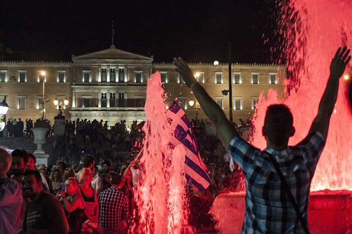 V for victory-- celebration in Syntagma Square
