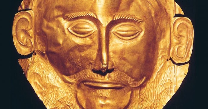 The so-called gold death-mask of Agamemnon, found in Mycenae by Heinrich Schliemann in 1876 is one of the items on exhibition.