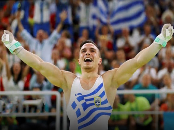(Video) Greek National Anthem Plays Loudly in Rio for Gold Medal Rings Performance of Eleftherios Petrounias