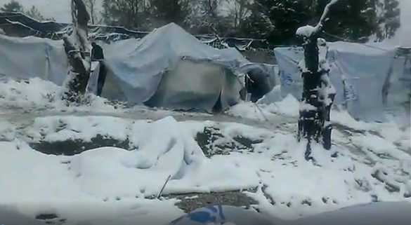 (Video) Shocking Conditions for Refugees in Outdoor Camps in Greece; Moria Camp on Lesvos Blanketed in Snow