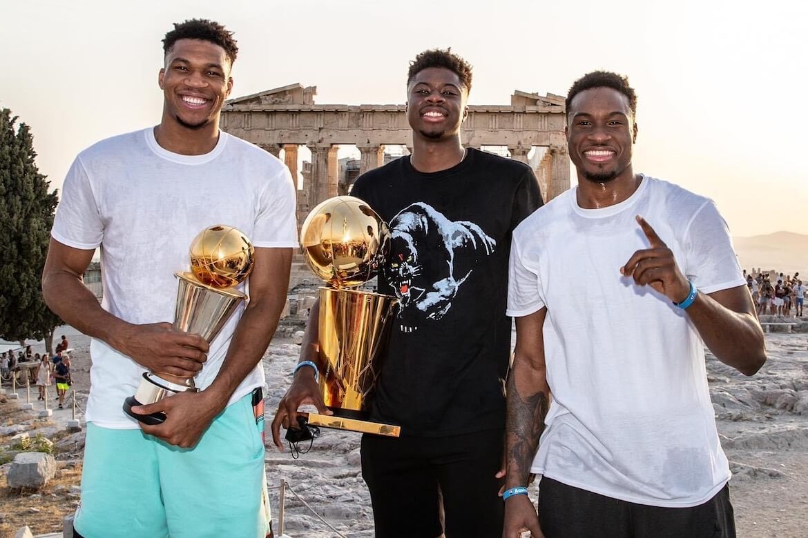 Antetokounmpo brothers bring NBA trophy home to Greece