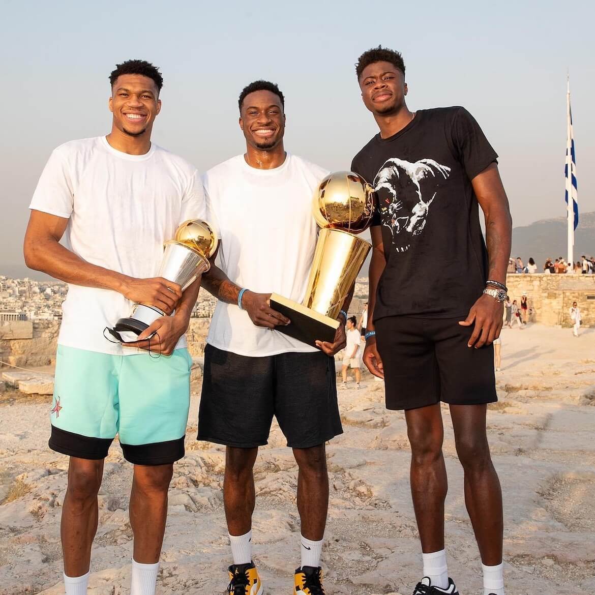 Antetokounmpo Brothers Pose With Shining NBA Trophies At The Acropolis ...