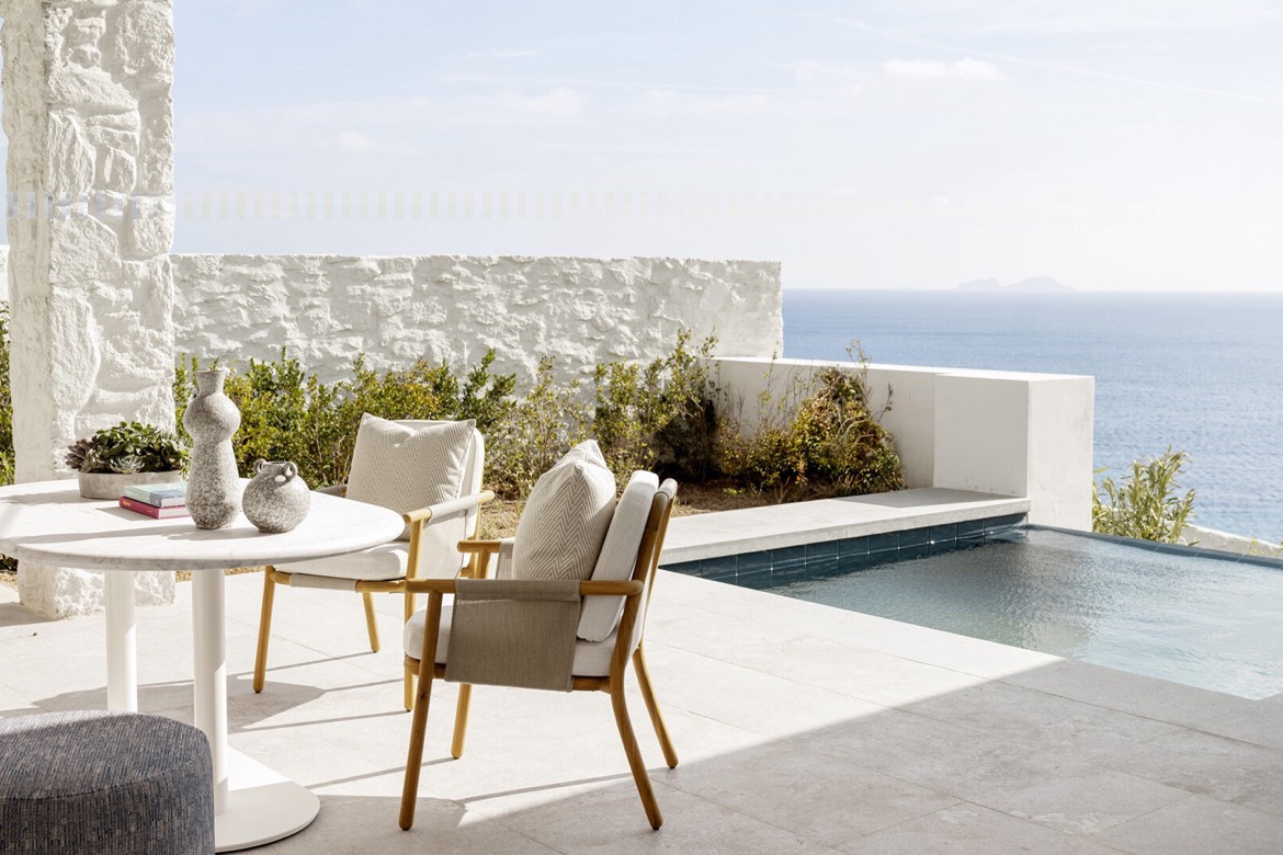 Four Seasons Hotel Mykonos overlooking the Aegean Sea