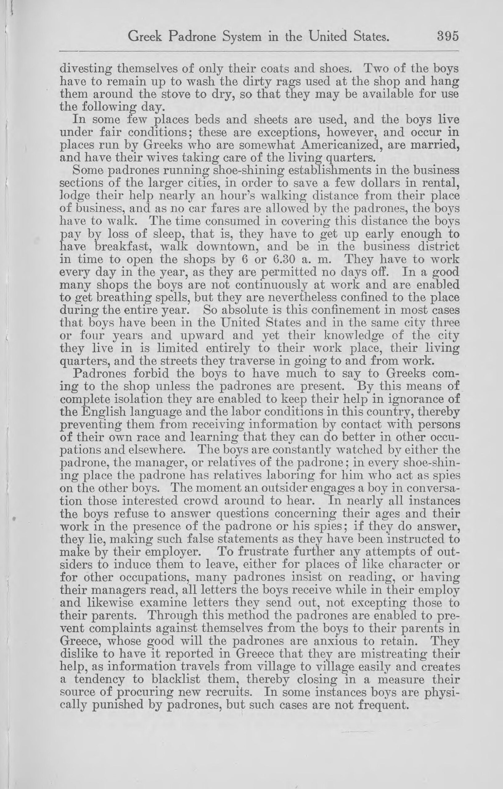 Page 395 of the 1910 U.S. Immigration Commission report on the Greek padrone system