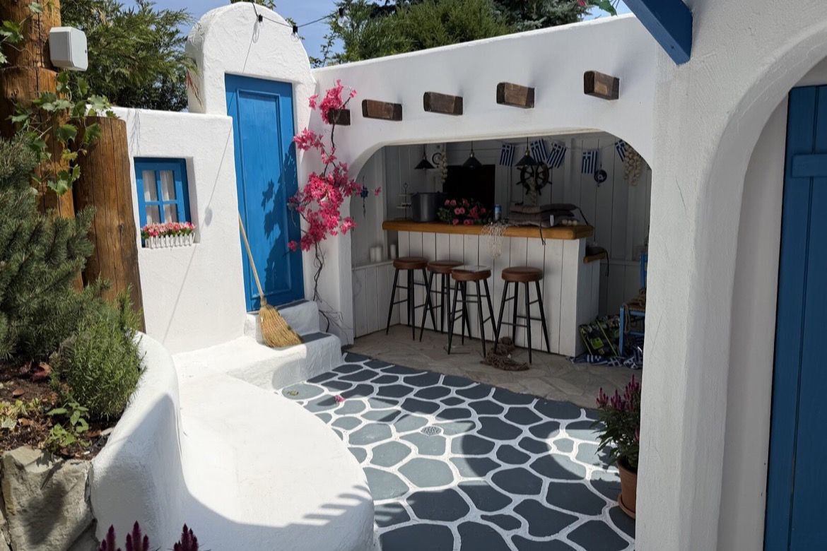 Little Greece, the Santorini-inspired village built by Michael and Samuel Scherrer in their garden in Switzerland