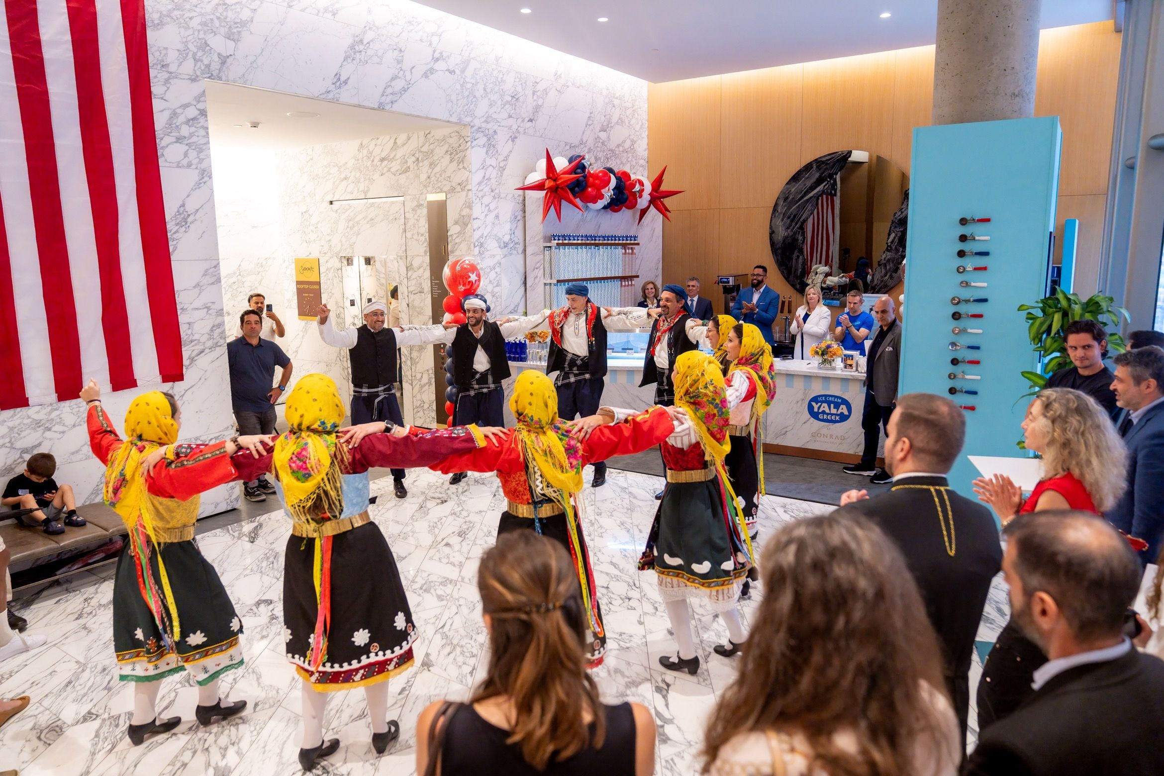 Byzantio Dance Troupe performing at the Yala Greek Ice Cream opening at Conrad Washington, D.C.