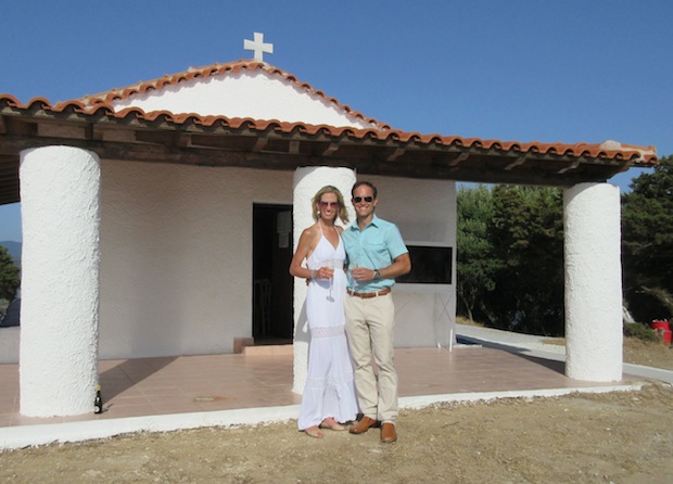 On their 10th wedding anniversary, renewing their vows at Prophet Elias Church