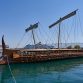 Olympias, the full-scale reconstruction of an ancient Greek trireme, under oar