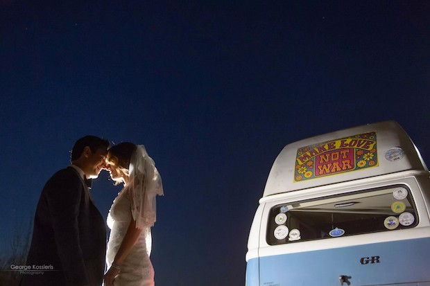 The Tonis Sfinos van-- a sixties relic the couple rode away in after the wedding